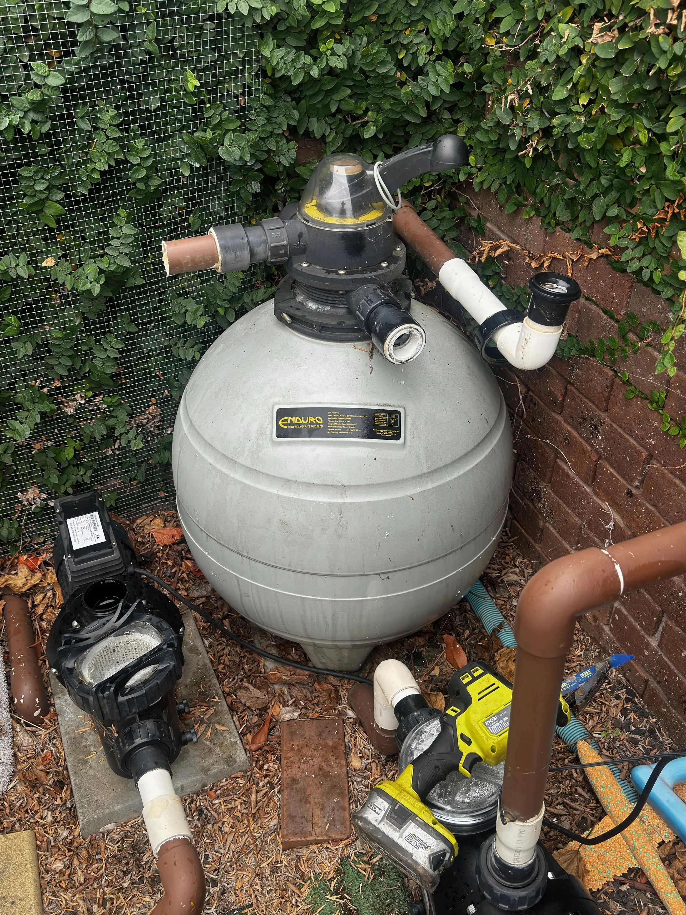 Existing pool pump and filter pad